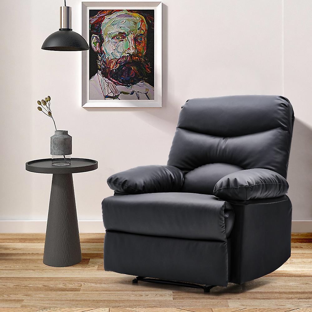 Living And Home Manual Faux Leather Recliner Armchair Black