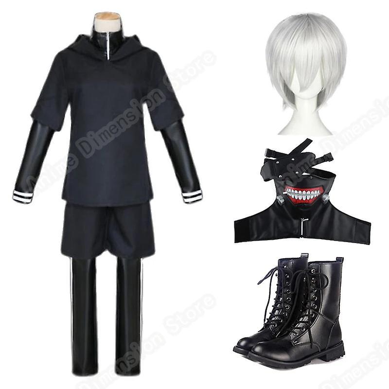 Tigernu 2024 new model Tokyo Ghoul Kaneki Ken Cosplay Costume Adult Men Boys Black Jumpsuit Battle Uniform Halloween Carnival Costumes Wig M Tokyo ...