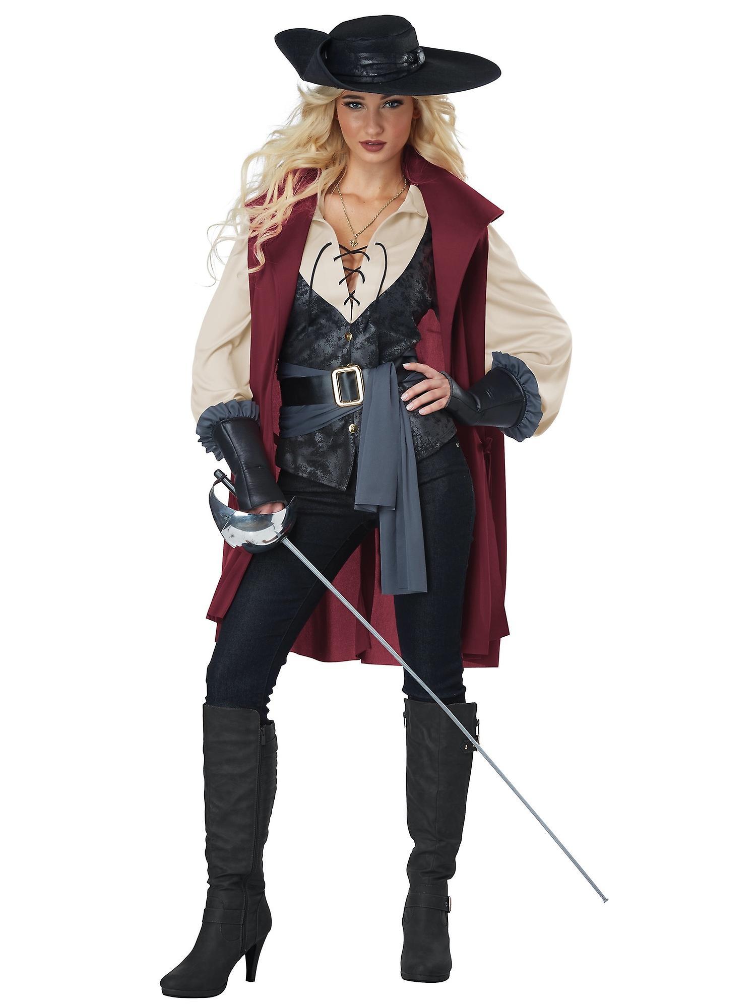 California Costume Collections Lady Musketeer Solider Guard Renaissance French Warrior Adult Womens Costume Black Large (10-12)