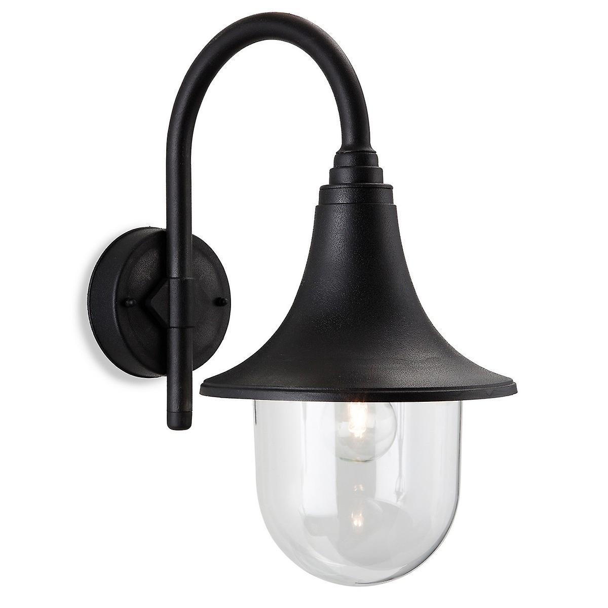 Astra 1 Light Lantern Wall Light Black Resin IP44 E27