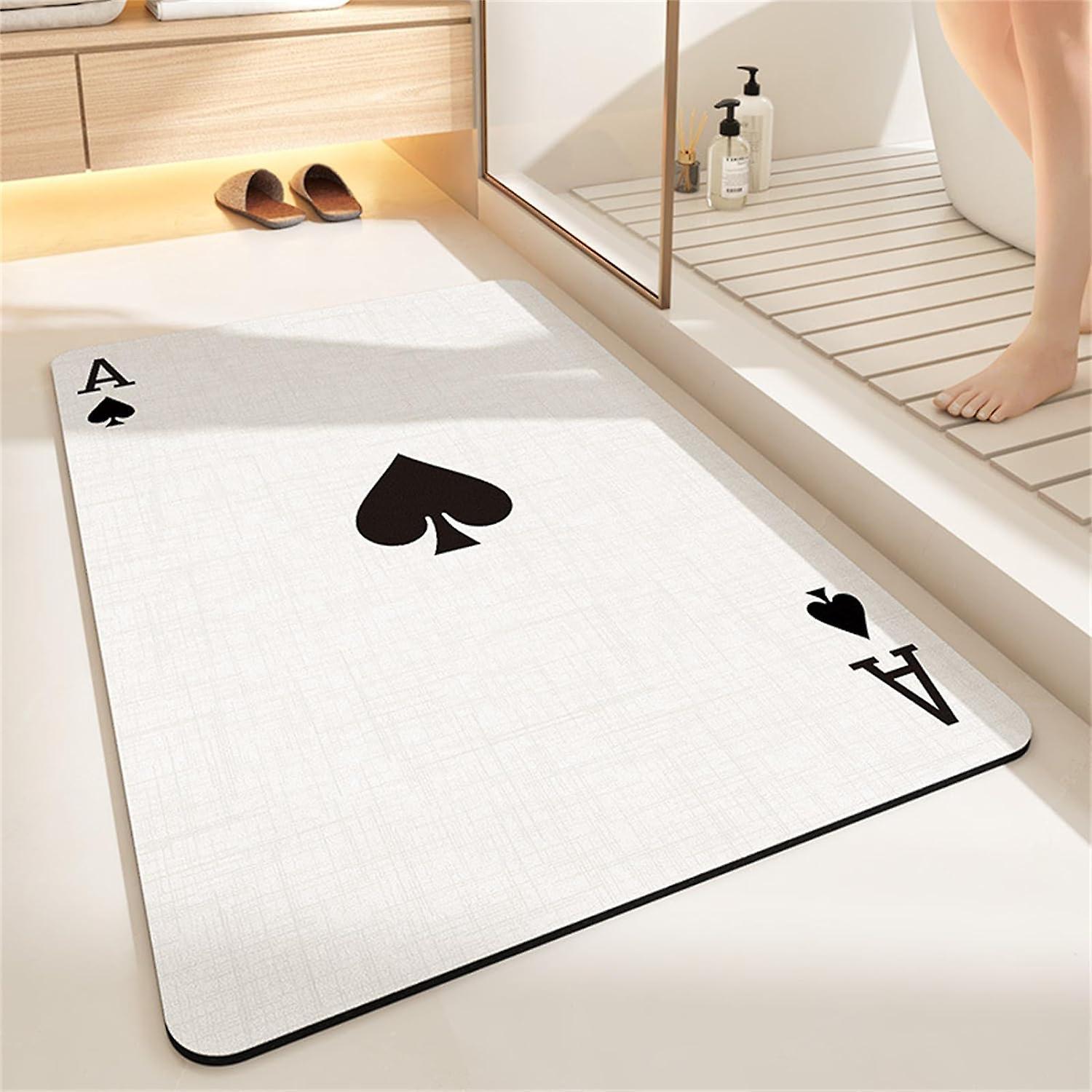 Liangnv Diatomite Stone Bath Mat Non-slip Quick-drying Floor Mat Playing Card A Pattern Diatom Shower Mat Outdoor Shower Absorbent Rubber Bathroom Mat