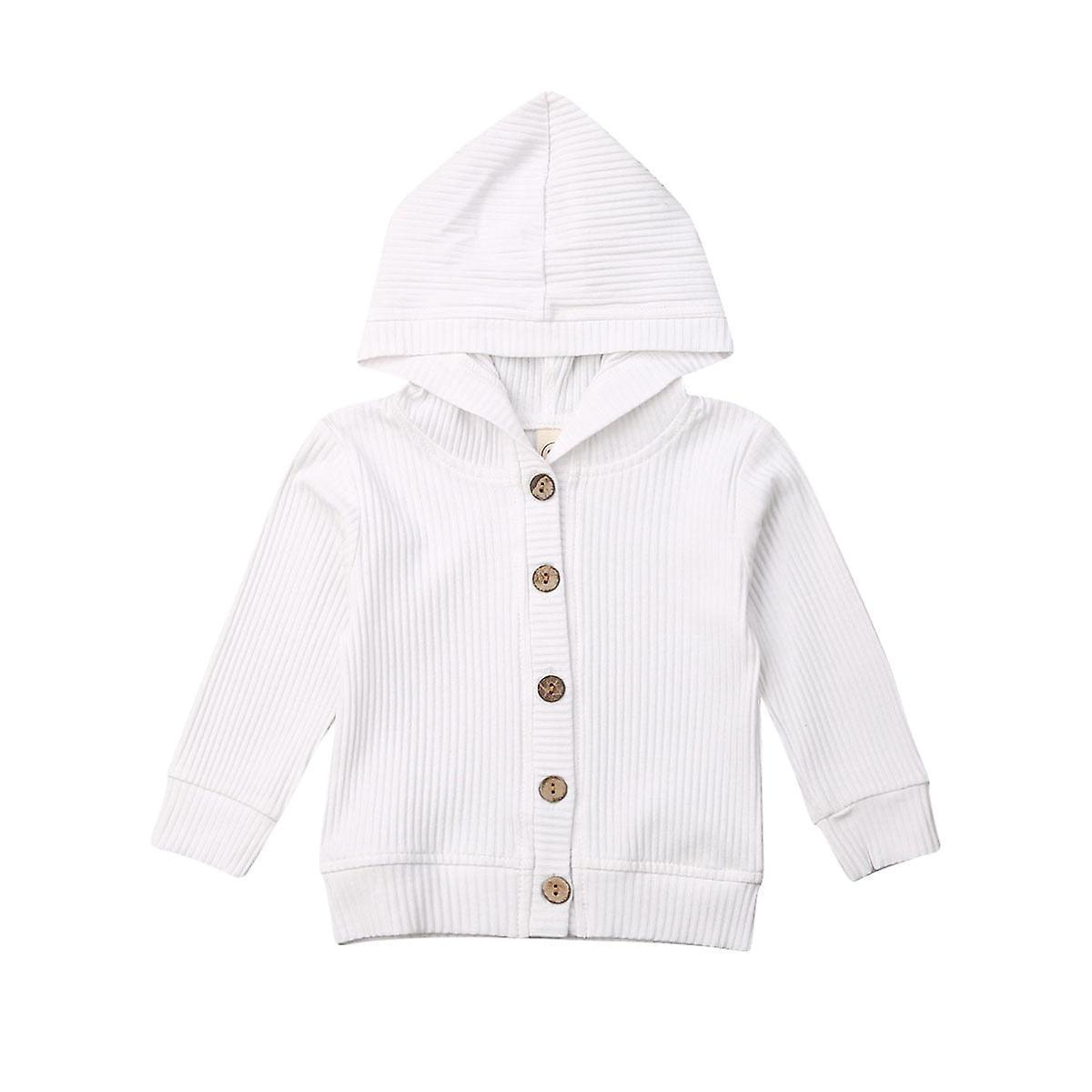 Slowmoose Baby Knitting Cardigan Autumn Warm Infant Sweaters - Long Sleeve Hooded Coat White 12M