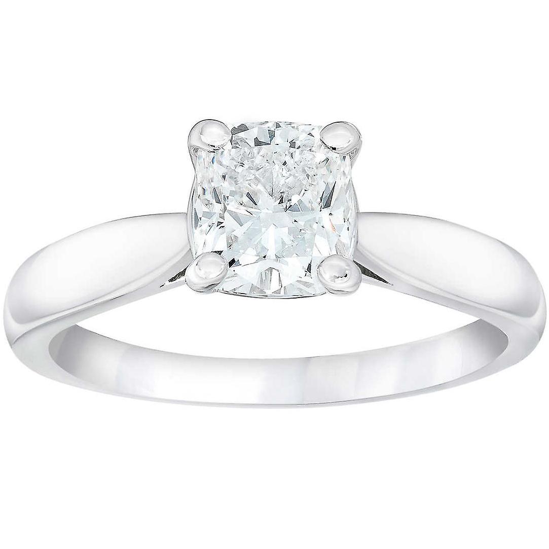 Pompeii3 1 1/2ct Cushion Diamond Solitaire Engagement Ring 14k White Gold Enhanced 5