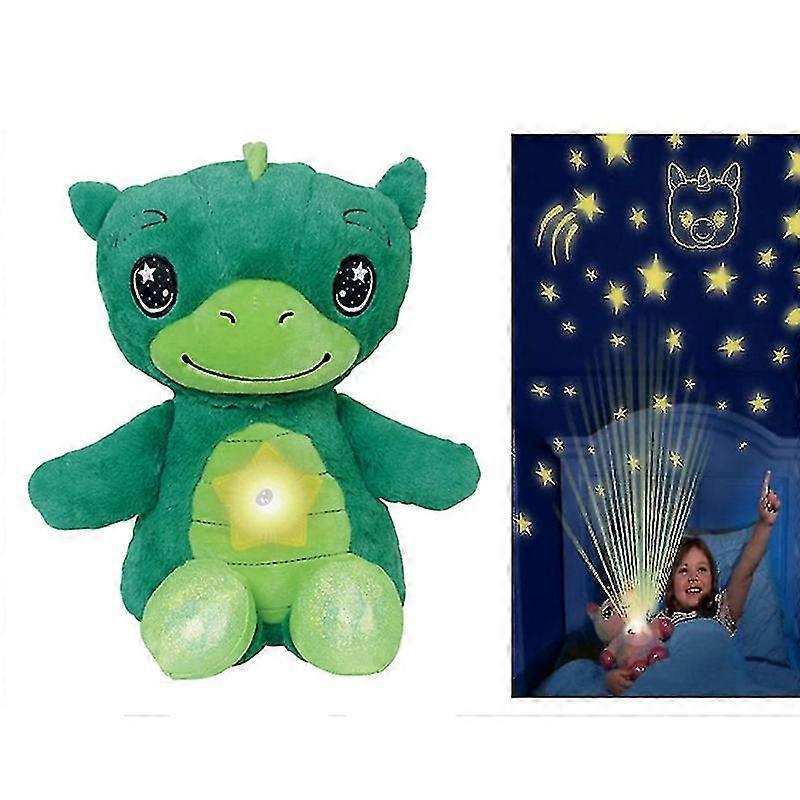 Wiuo Childrens projection lamp toy childrens cartoon plush starry sky dream projection soothing toy lamp green