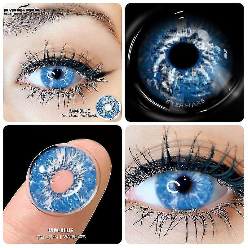 Color Contact Lenses For Eyes 2pcs Cosplay Colored Lenses Blue Halloween Lenses Purple Contact Lens Yearly Eye Contacts JAM-BLUE