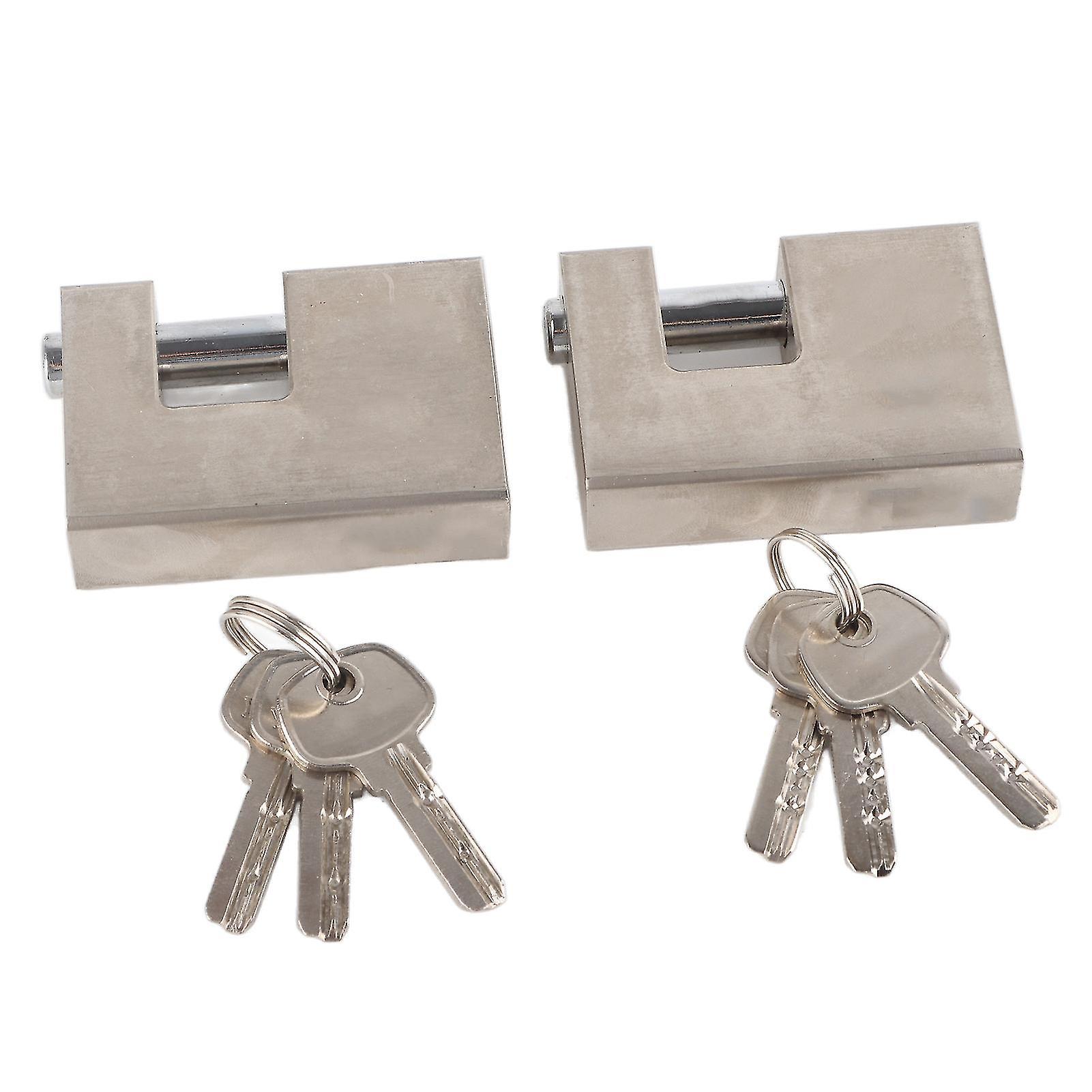 Heavy Duty Padlock Heavy Duty Waterproof Rustproof Monoblock Padlock - Rectangle Shape - 2pcs with 6 Keys - Garage Door Protector Lock