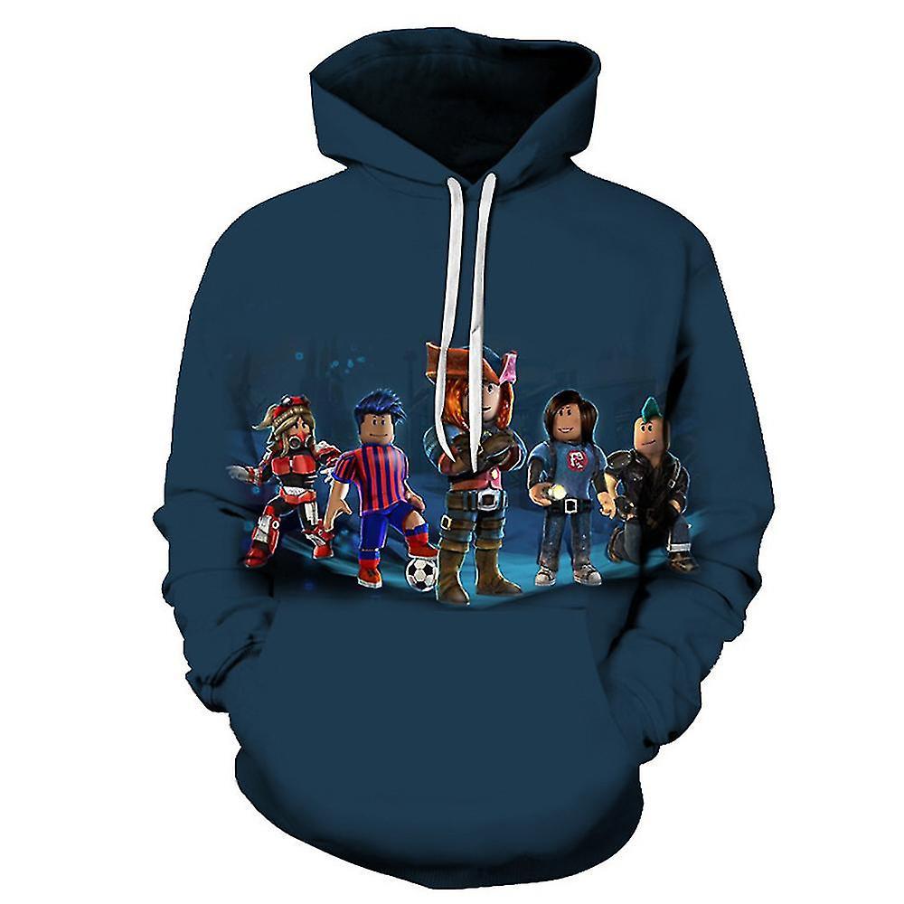 Jnnjv Roblox Digital Printed Hoodie Kids Boys Casual Loose Hooded Sweatshirt Drawstring Jumper Tops A 9-10 Years