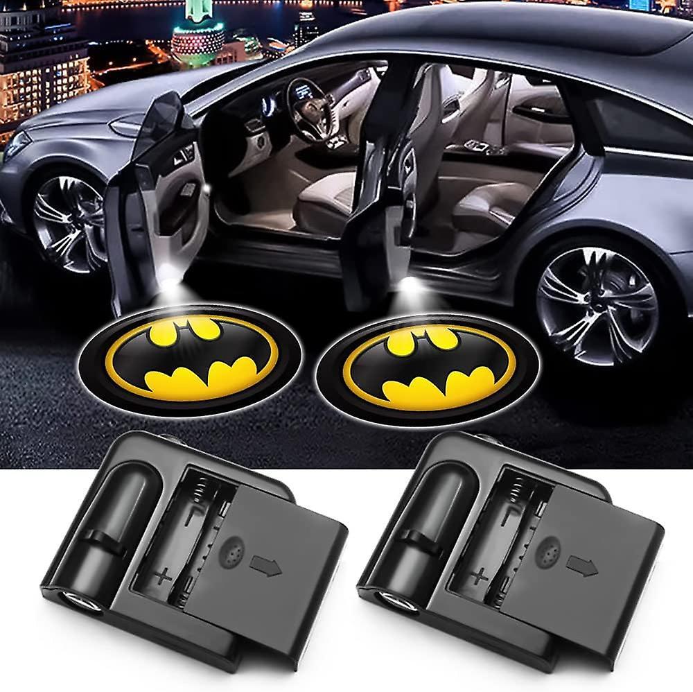 Liangnv Design 2pcs Batman Car Door Lights Logo Projector, Wiireless Led Welcome Logo Ghost Shadow Light Compatible With All