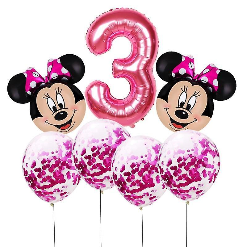 Slowmoose Mickey Mouse Head Shaped With Number-foil Balloons For Birthday Party Pink3