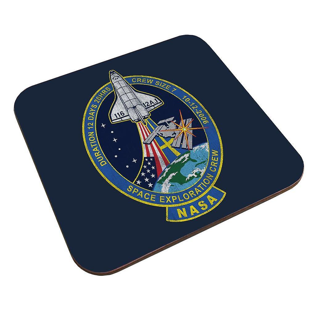 NASA STS 116 Discovery Mission Badge Distressed Coaster Navy Blue 9 x 9 cm