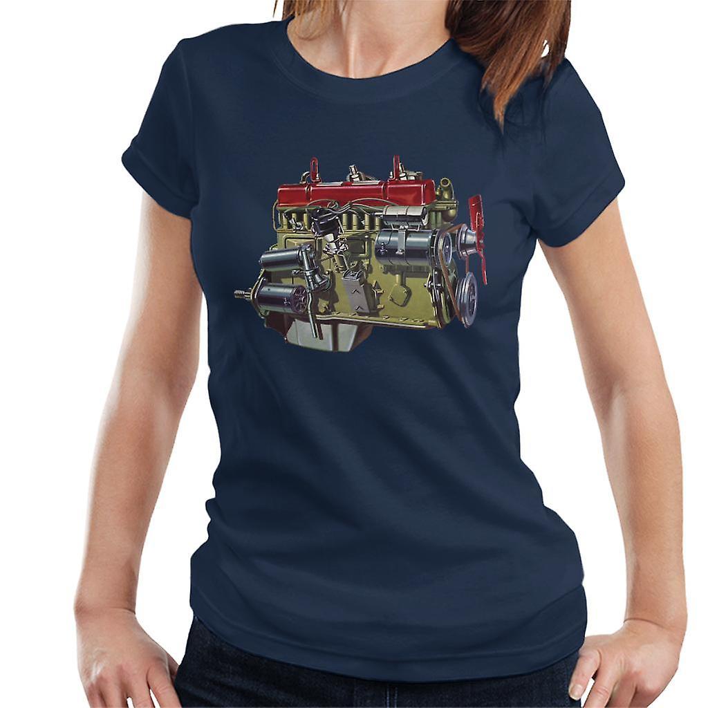 Austin Healey Side View Of Engine British Motor Heritage Women's T-Shirt Navy Blue Small