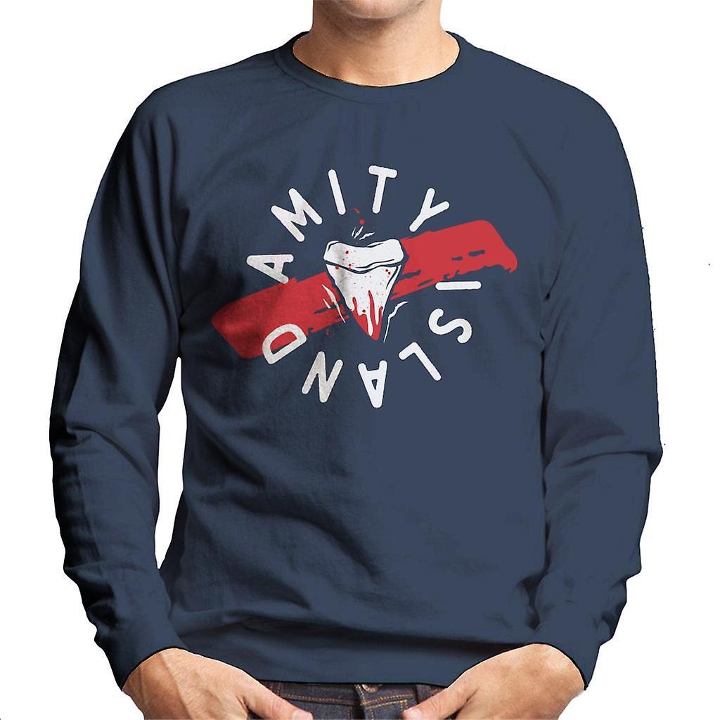 Jaws Tooth Amity Island Men's Sweatshirt Navy Blue X-Large