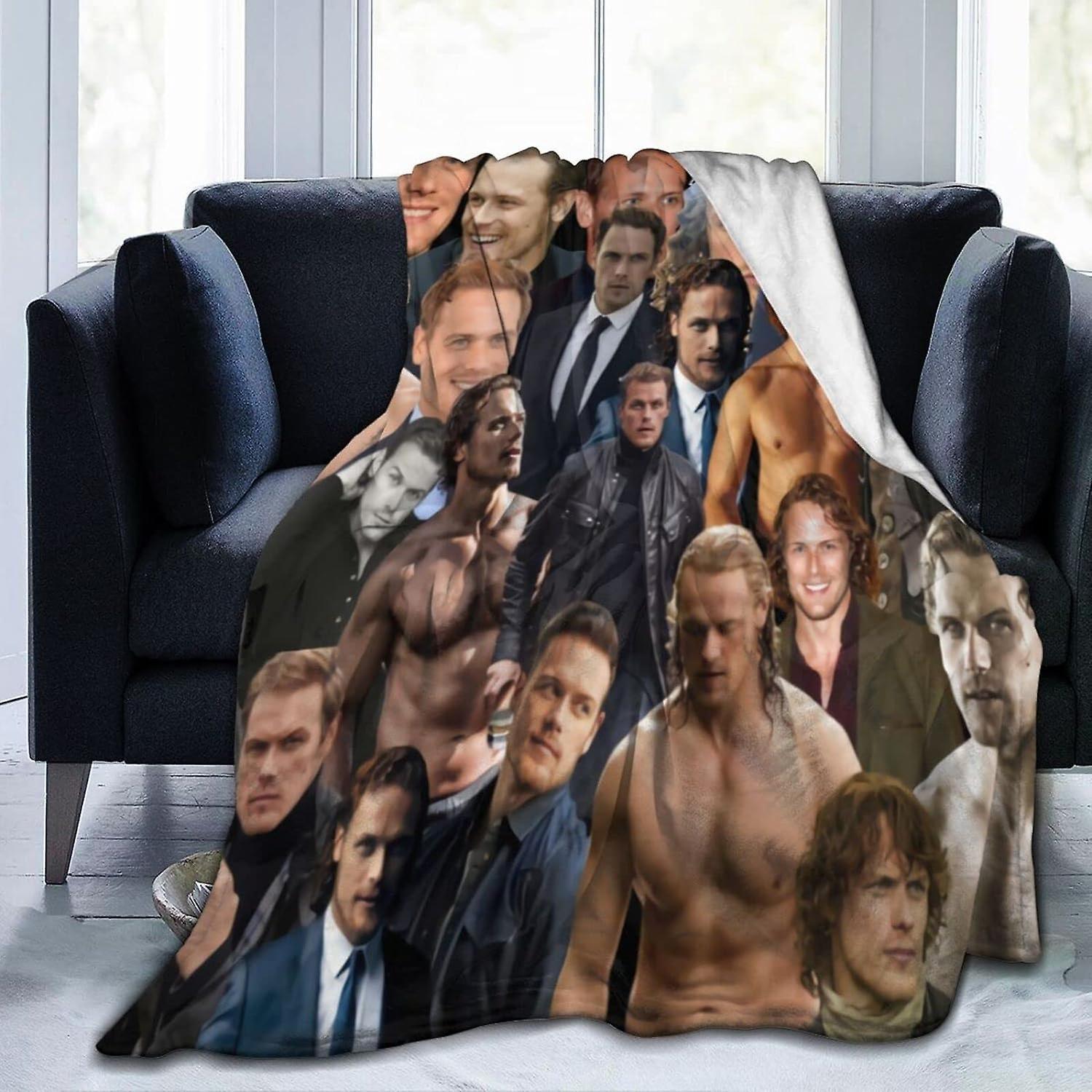 Kerota Sam Heughan Collage Ultra Soft Micro Flannel Throw Blankets Warm Comfortable Versatile Blanket For Sofa And Travel ABD7032 80x60in 200x150cm