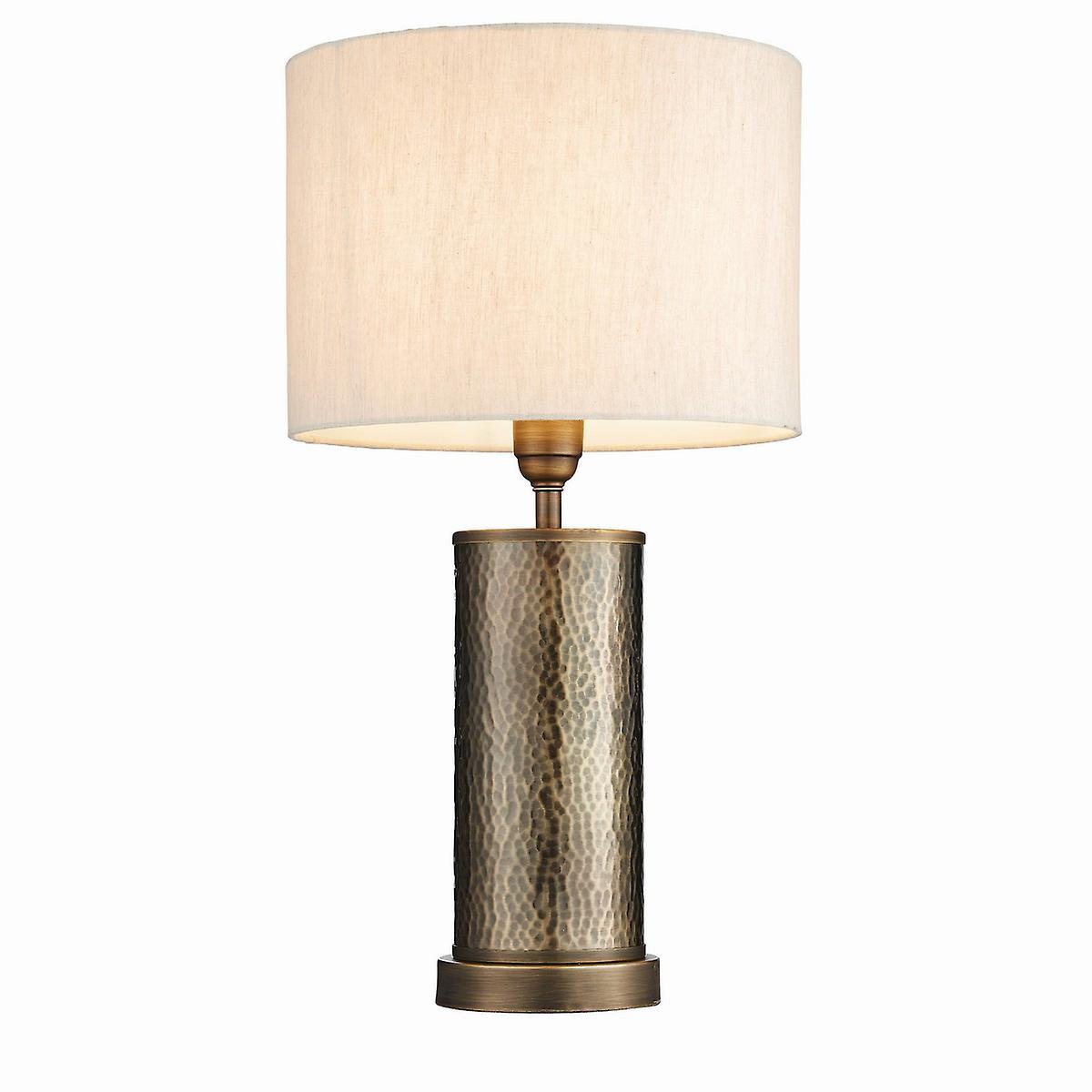 Indara 1 Light Table Lamp Aged Bronze Aged Hammered Bronze Plate E27