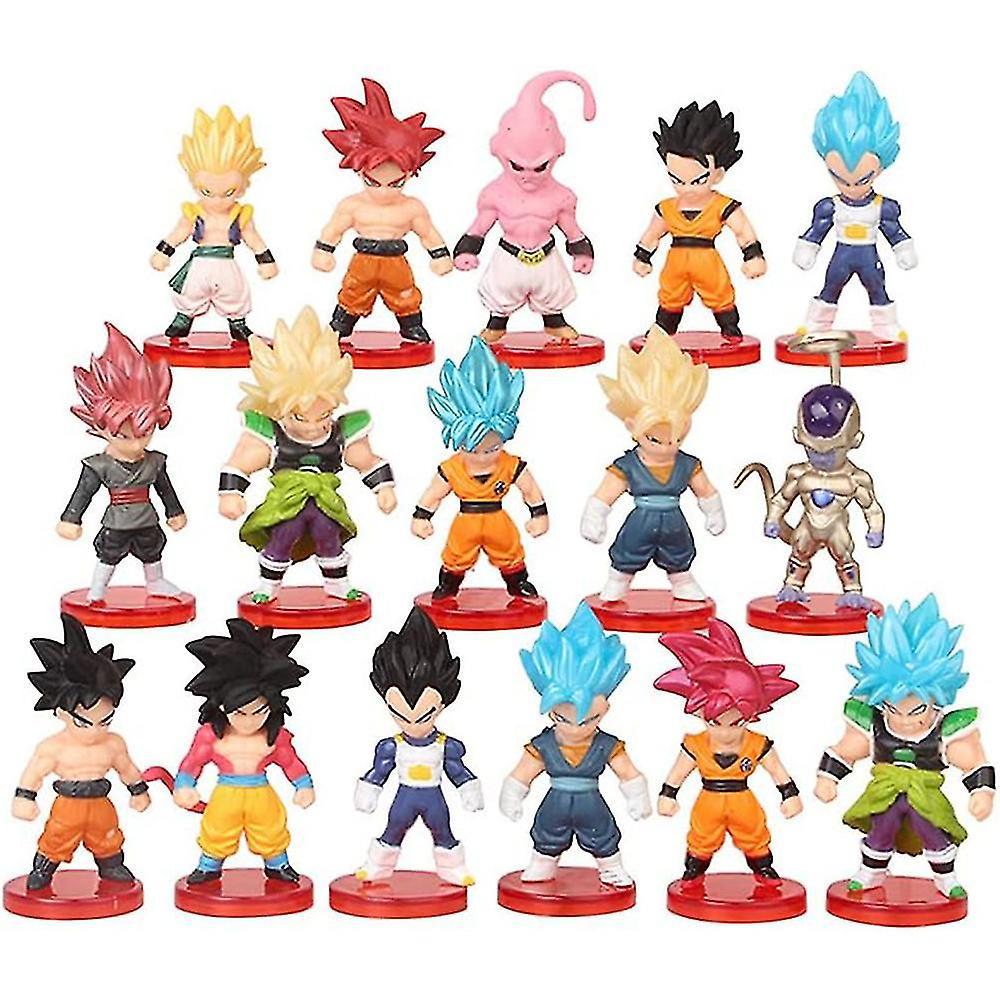 Aswei 16pcs/set Dragon Ball Figure Toys Pvc Model Doll Mini Figures Set Cake Topper Decoration Party Supplies Gifts