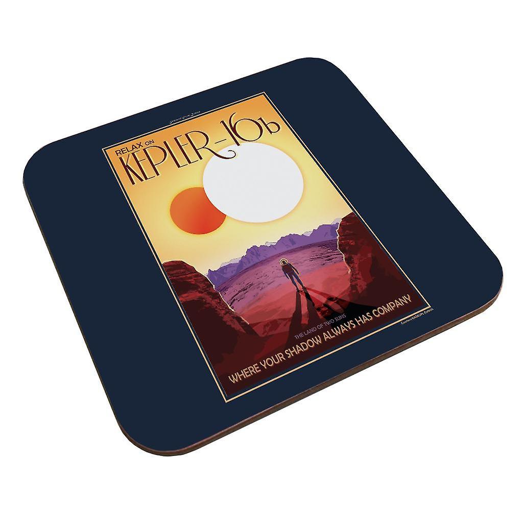 NASA Kelper 16b Interplanetary Travel Poster Coaster Navy Blue 9 x 9 cm