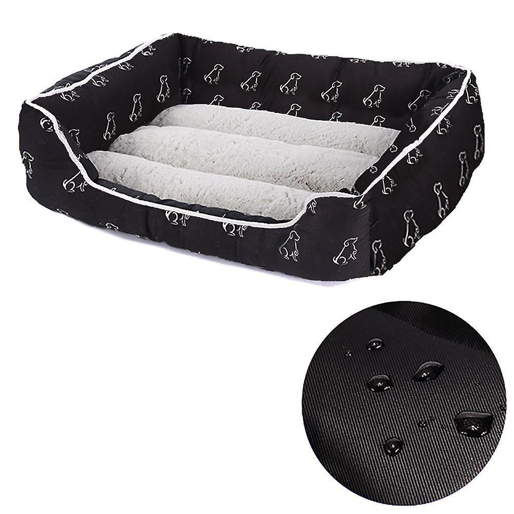 Slowmoose Round Bed For Pet Dogs, Cat House Sofa And Puppies black square 2 S  45x35x15 cm