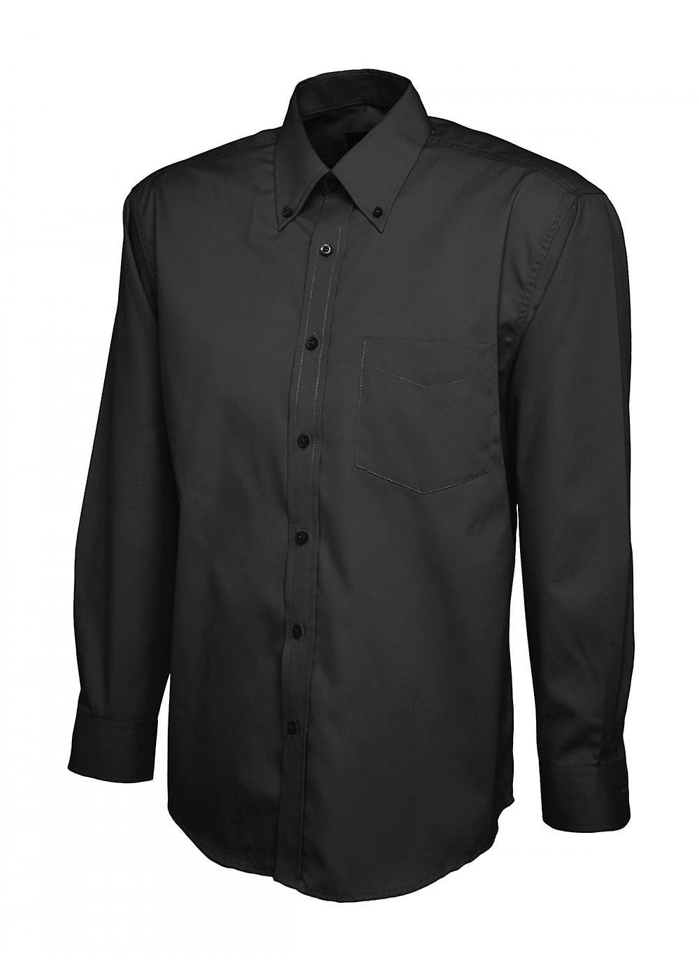 Men's Uneek Mens Pinpoint Oxford Full Sleeve Shirt UC701 Black 16.5"