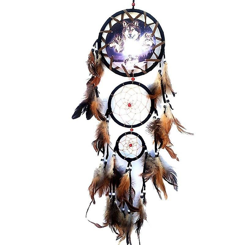 Slowmoose Creative Handmade Dream Catcher-retro Feathers Ornament Wolf