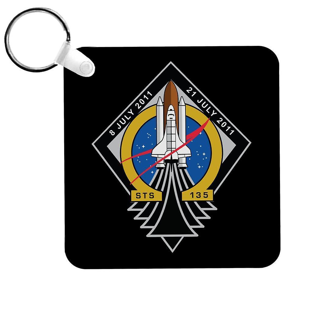 NASA STS 135 Space Shuttle Atlantis Mission Patch Keyring Black 5cm x 5cm