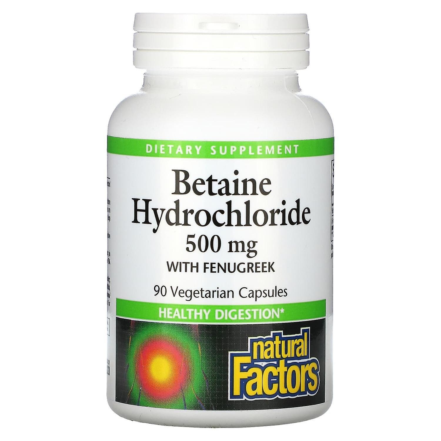 Natural Factors, Betaine Hydrochloride with Fenugreek, 500 mg, 90 Vegetarian Capsules