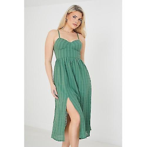 Brave Soul Womens/Ladies Selena Dobby Midi Dress Mineral Green L