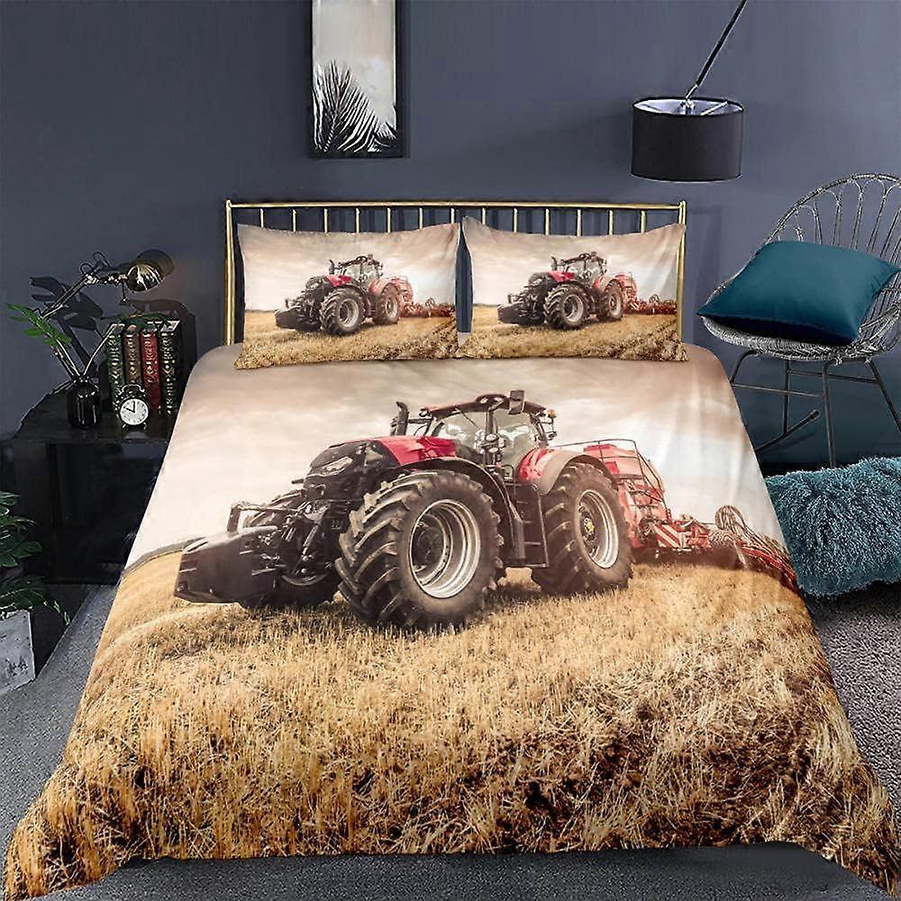 Kerota Bedding Sets D Tractor Color Digital Print Duvet Cover and Pillowcase Polyester Zipper Boys 135*200 CM Single135x200cm