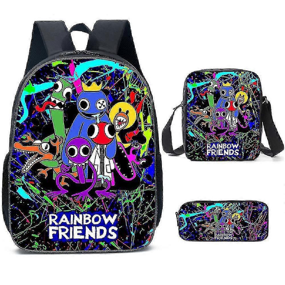 Wwxx 3pcs/set Rainbow Friends School Bag Set Backpack+lunch Bag+pencil Case Kids Gifts I [XH] A