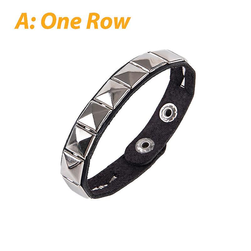 unbrand Unique Rivet Stud Wide Cuff Punk Gothic Rock Unisex Bangle Bracelet Men Jewelry single row