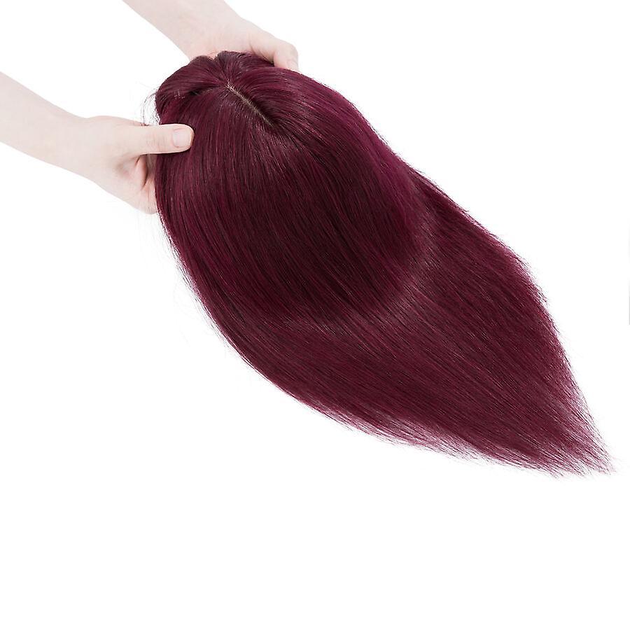 Sego Human Hair Toppers with Bangs Straight Hair Clip In Topper wine red 16inch