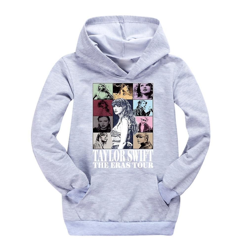 Sevenday Taylor Swift Printed Hoodies Kids Teens Boys Girls Sweatshirt Jumper Long Sleeve Hooded Pullover Tops With Pocket Fans Gifts Gray 9-10 Years