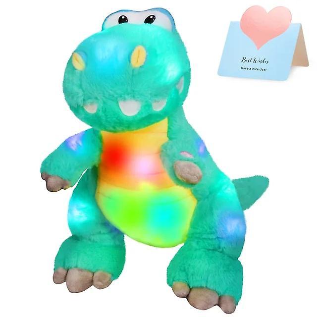 Aswei 33cm Dinosaur Plush Toys Stuffed Animal LED Luminous Plush Toy Cute Tyrannosaurus rex Plush Throw Pillow Gift for Children Girls Green