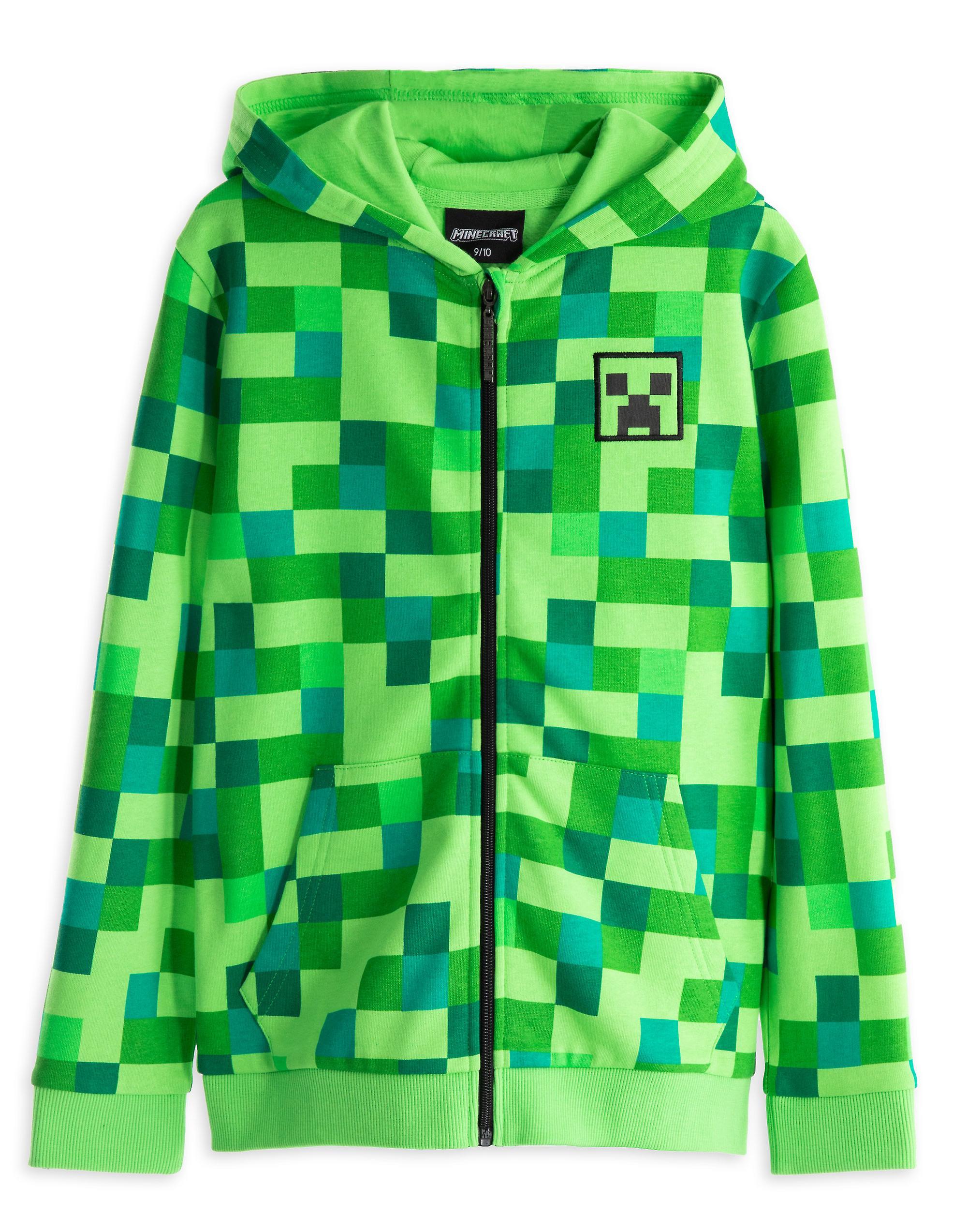 Minecraft Boys Hoodie Green Creeper Placement Print 9-10 Years