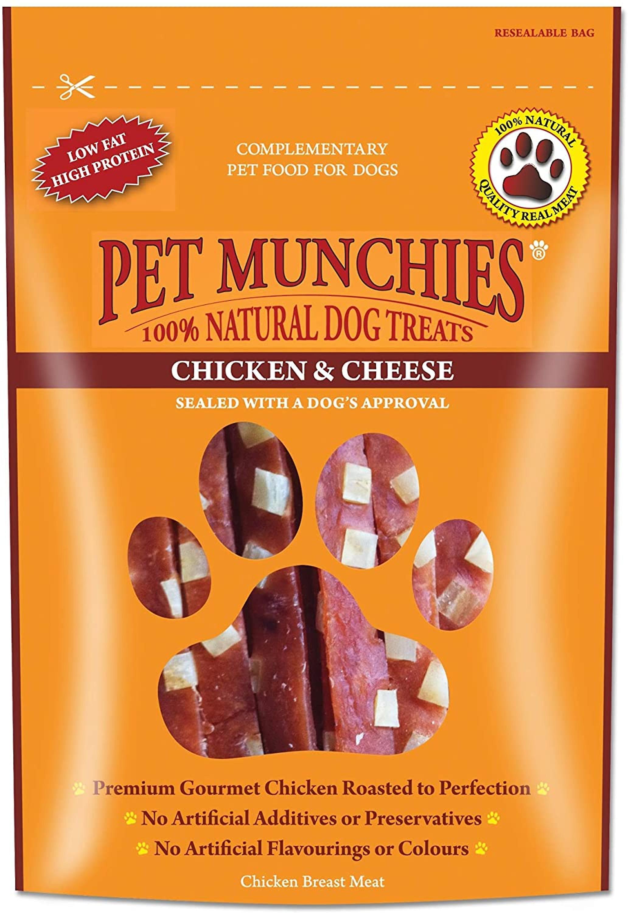 Pet Munchies Natural Dog Treats Chicken Breast with Cheese 100 g, Pack of 8