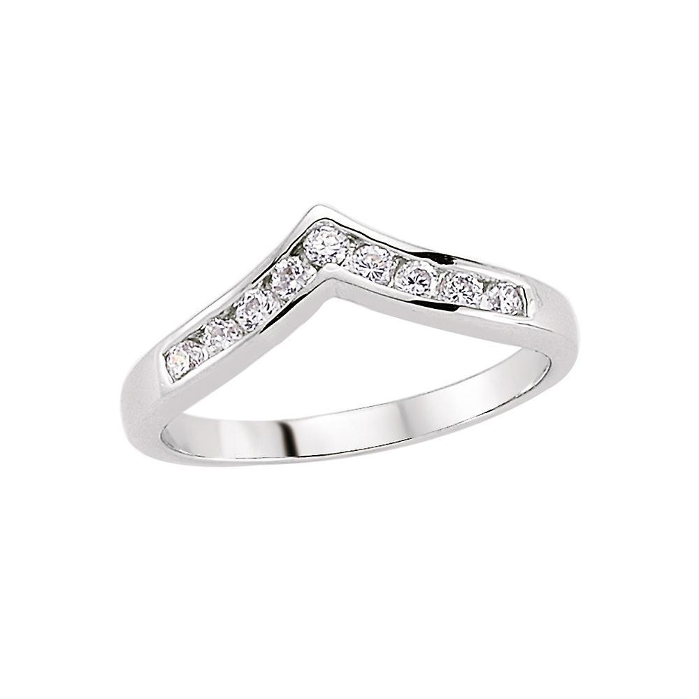 Silver  CZ Channel set Wishbone Eternity Ring - GVR486