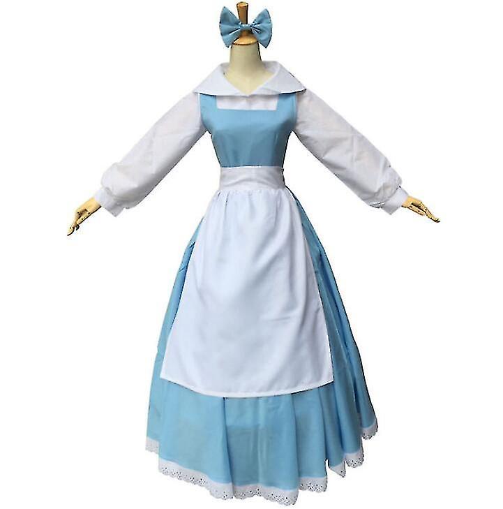 Mssugar Adult Belle Blue Costume Dress, Halloween Cosplay Costume L