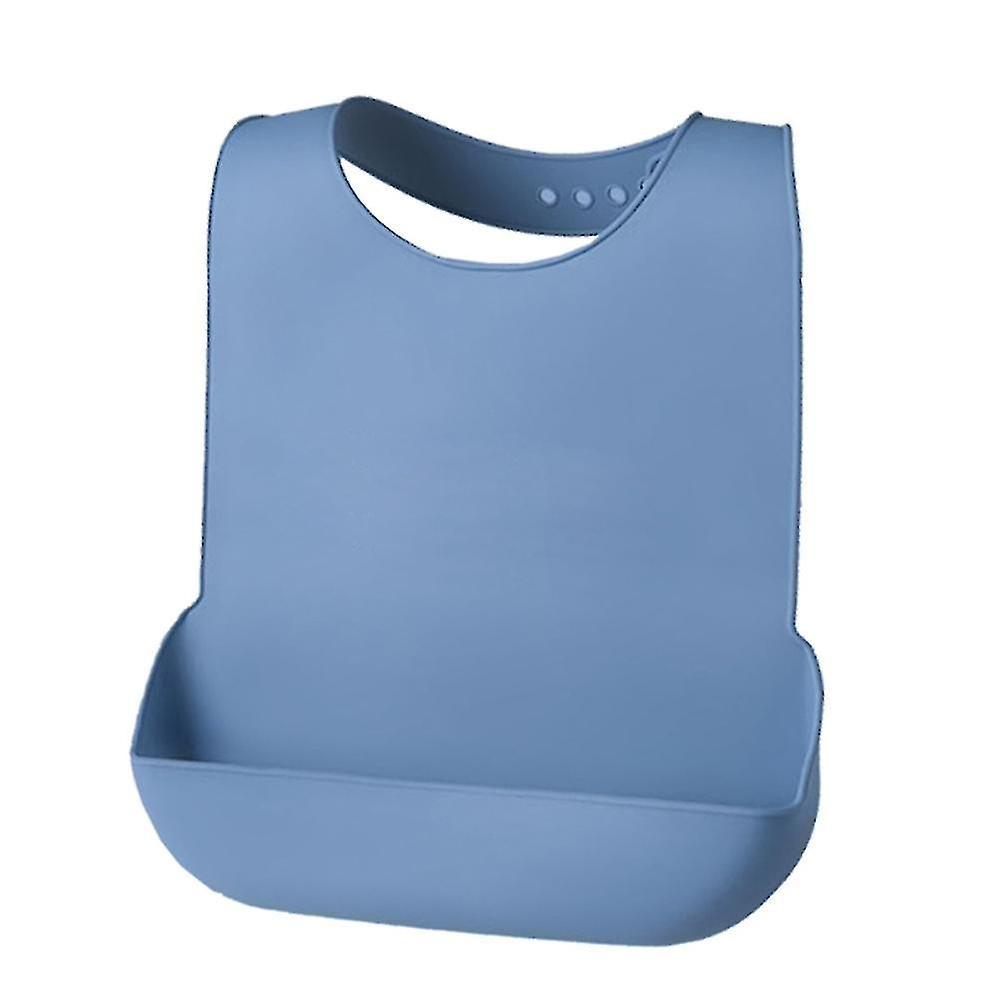 Manchalk Silicone Adult Bib Waterproof Clothing Protector Reusable Apron Mealtime Crumb Catcher Blue