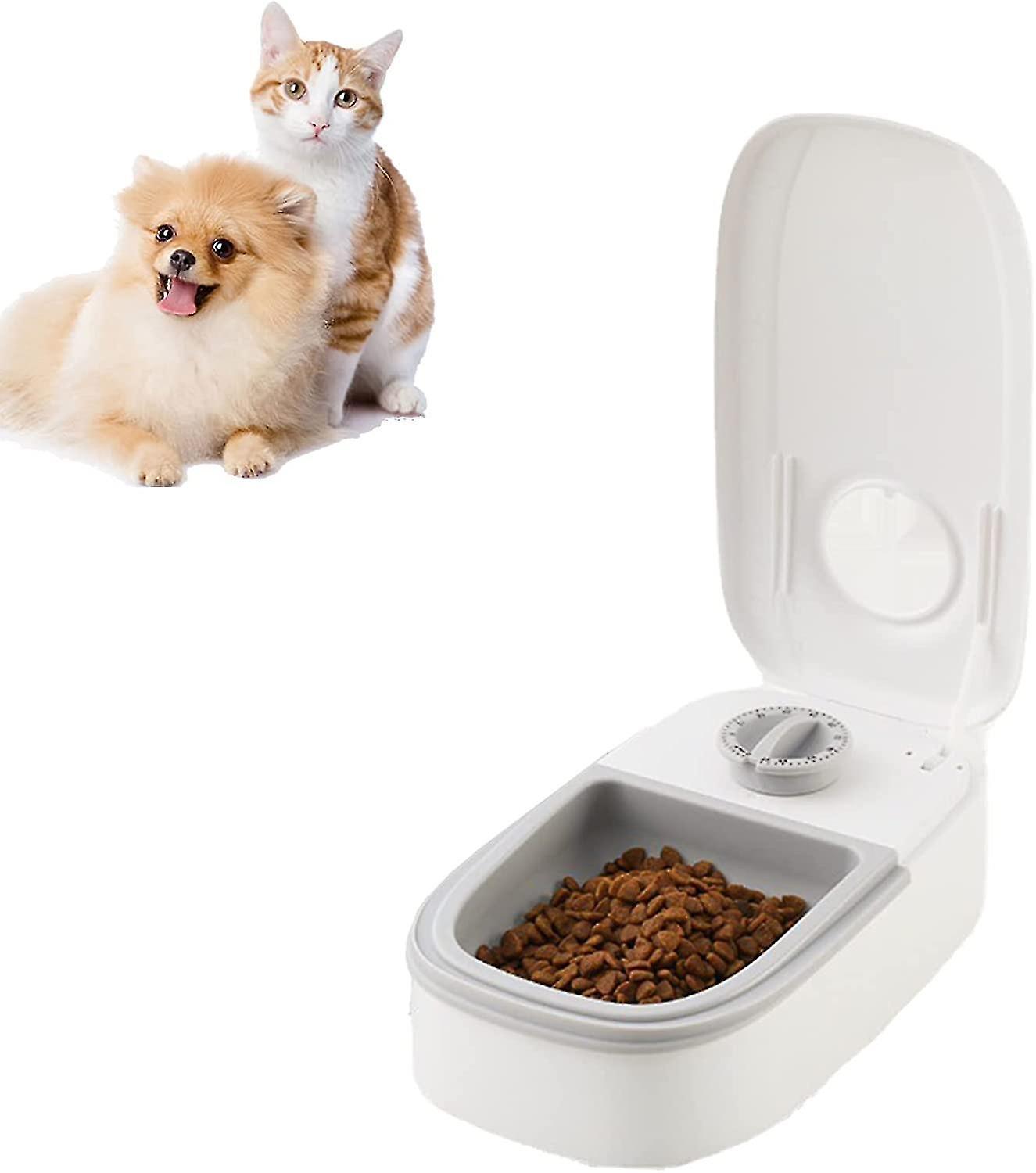 Tianzun 1/2 Meal Automatic Pet Feeder,wet Dry Cat Food Dispenser With 48h Delay,pet Food Bowl With Digital Timer  For Cats Dogs Grey 1 Bowl Feeder