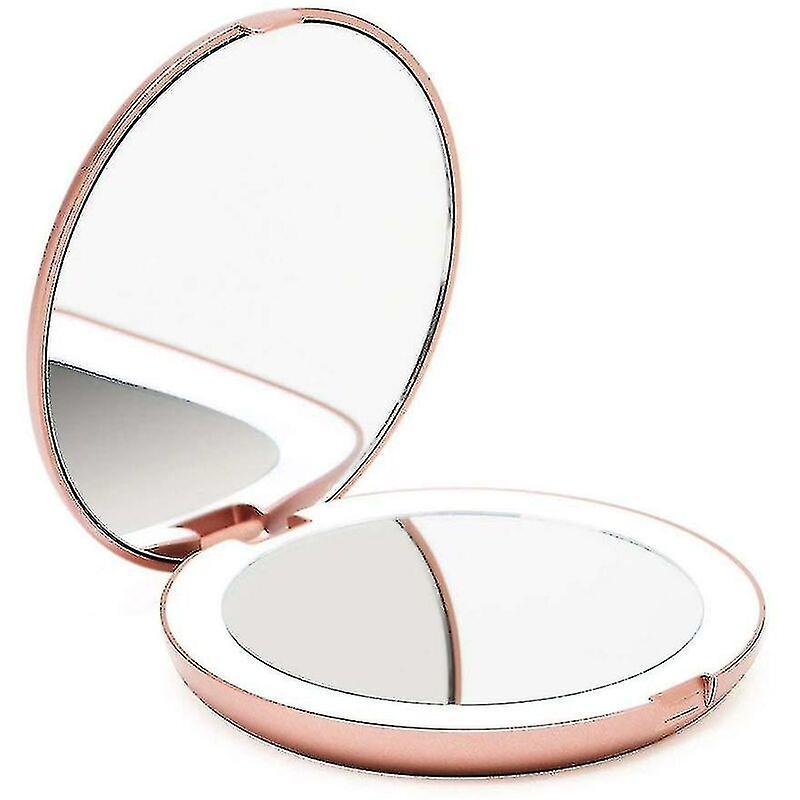 Dewenwils DWW-Miroir de Poche Lumineux, Grossissant 1x / 10x - Grand Miroir  Main de Maquillage avec clairage Naturel, 9 cm de Diamtre, Compact et ...