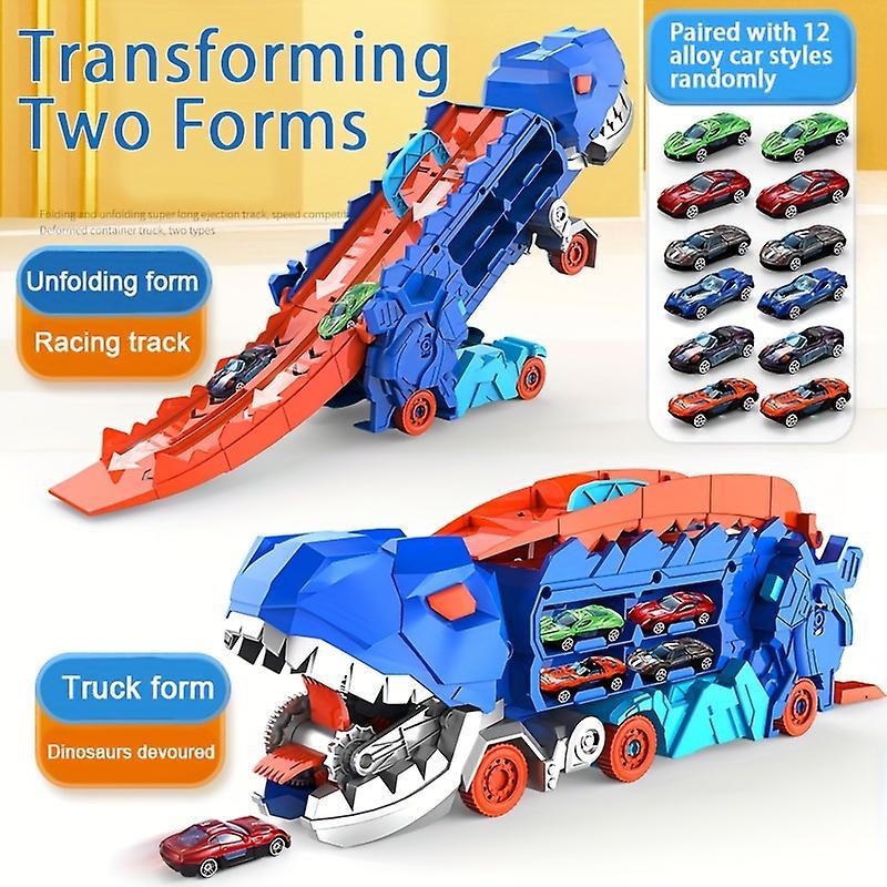 Wfuo Large Tyrannosaurus Rex Dinosaur Devouring Car Transformed Track Scooter Toy C