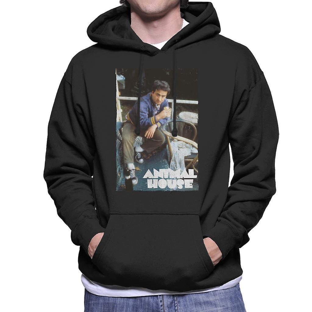 Animal House John Bluto Blutarsky Drinking Men's Hooded Sweatshirt Black X-Large