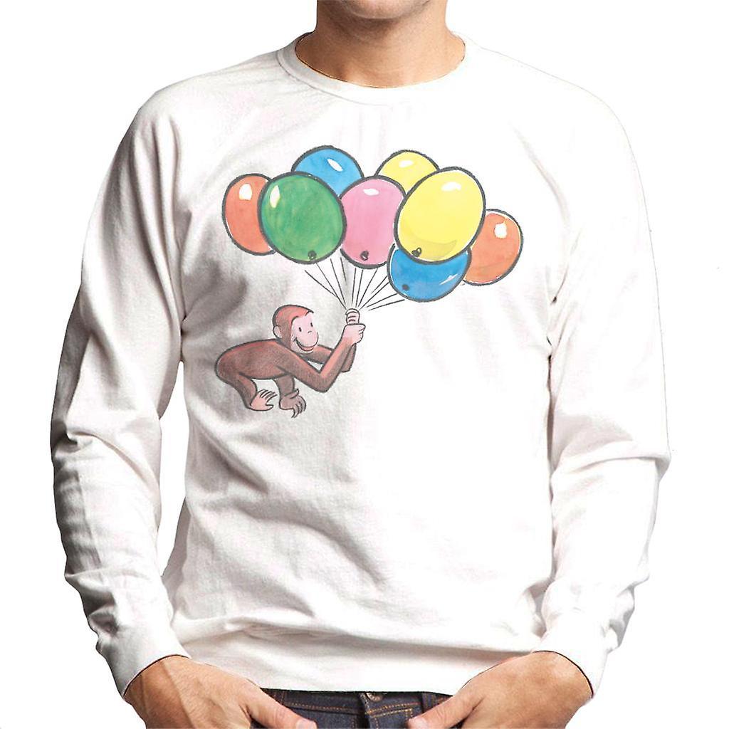 Curious George Holding Balloons Men's Sweatshirt White XX-Large