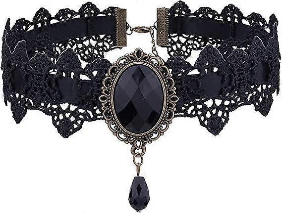 Linkrunning Halloween Choker Necklace Necklace Black Choker Lace Choker Rhinestone Gothic Necklace Vintage Accessories for Women