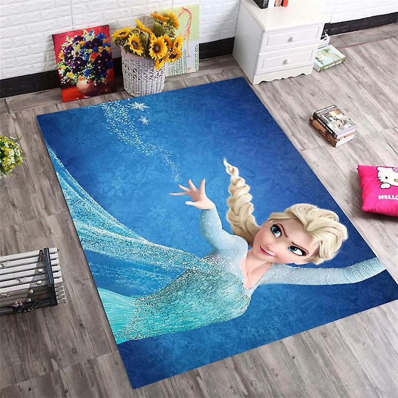 Lzyx Crystal Velvet Cartoon Kids Floor Mat Ice And Snow Odds Living Room Bedroom Carpet Christmas Birthday Gift 80x160cm