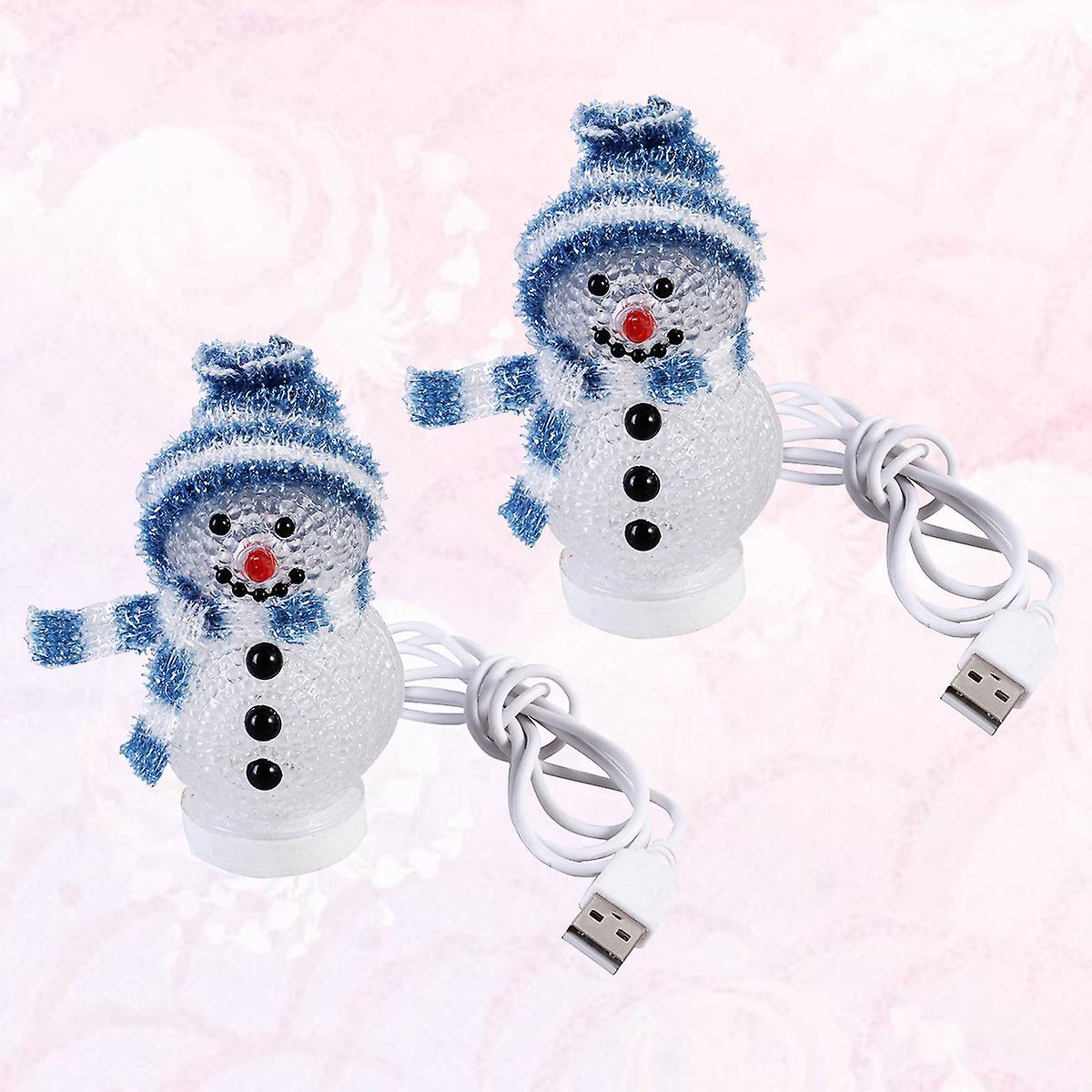 Tinksky 2 Pcs Crystals Decor LED Snowman Lamp Snowman Light Snowman Night Light USB Crystal Snowman Figurine 9X5.5cm