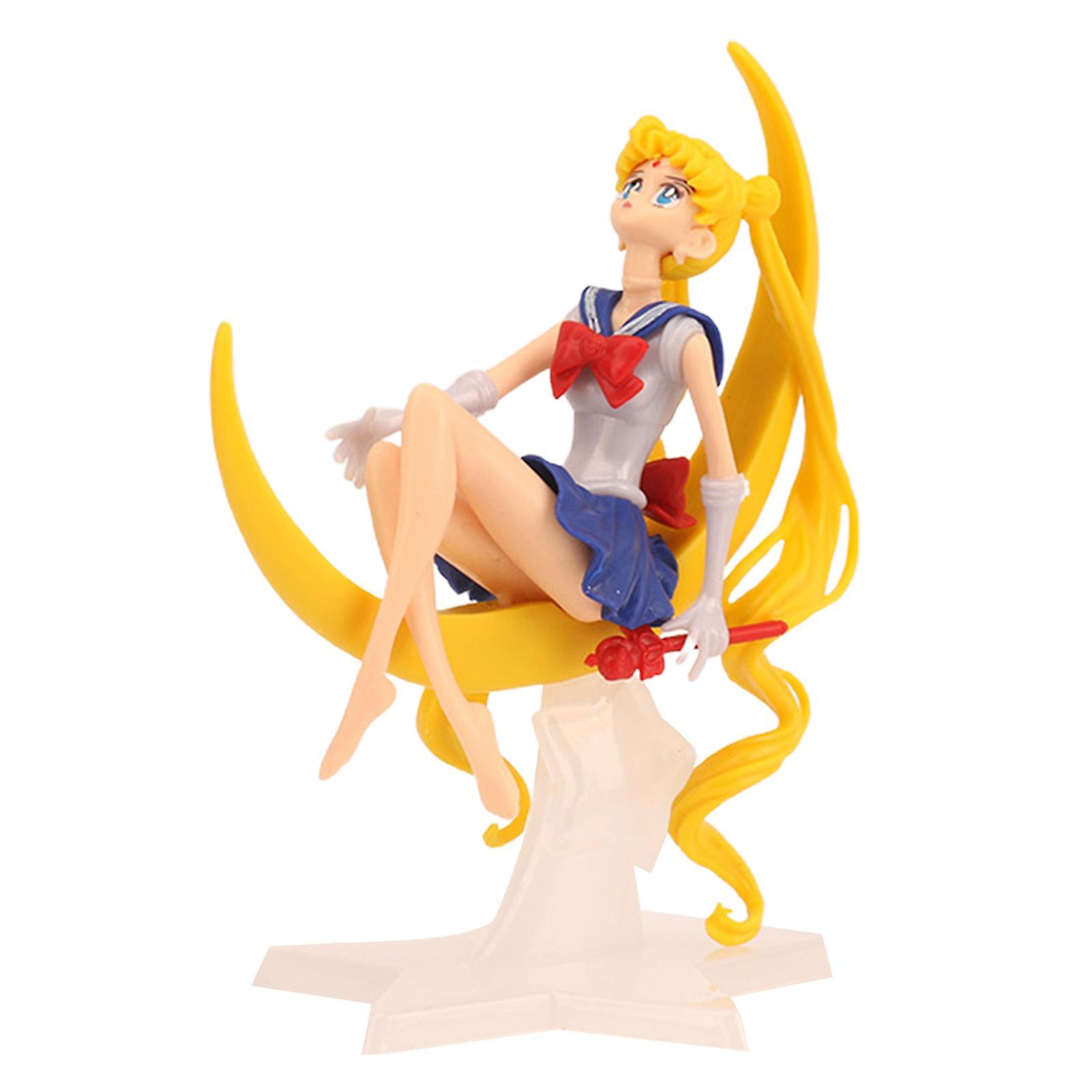 Somerway Sailor Moon Anime Figures Vivid Expression Excellent Craftmanship Micro Decor Sailor Moon Party Supplies Cake Topper Decoration A