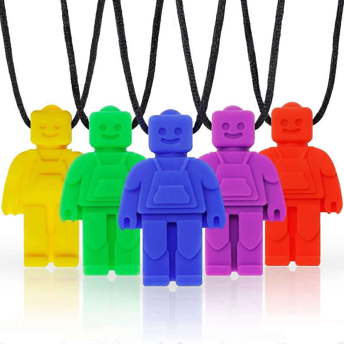 Aiyuego 5 Pack Sensory Chew Necklace For Kids Toddlers With Autism ,biting (Robot)