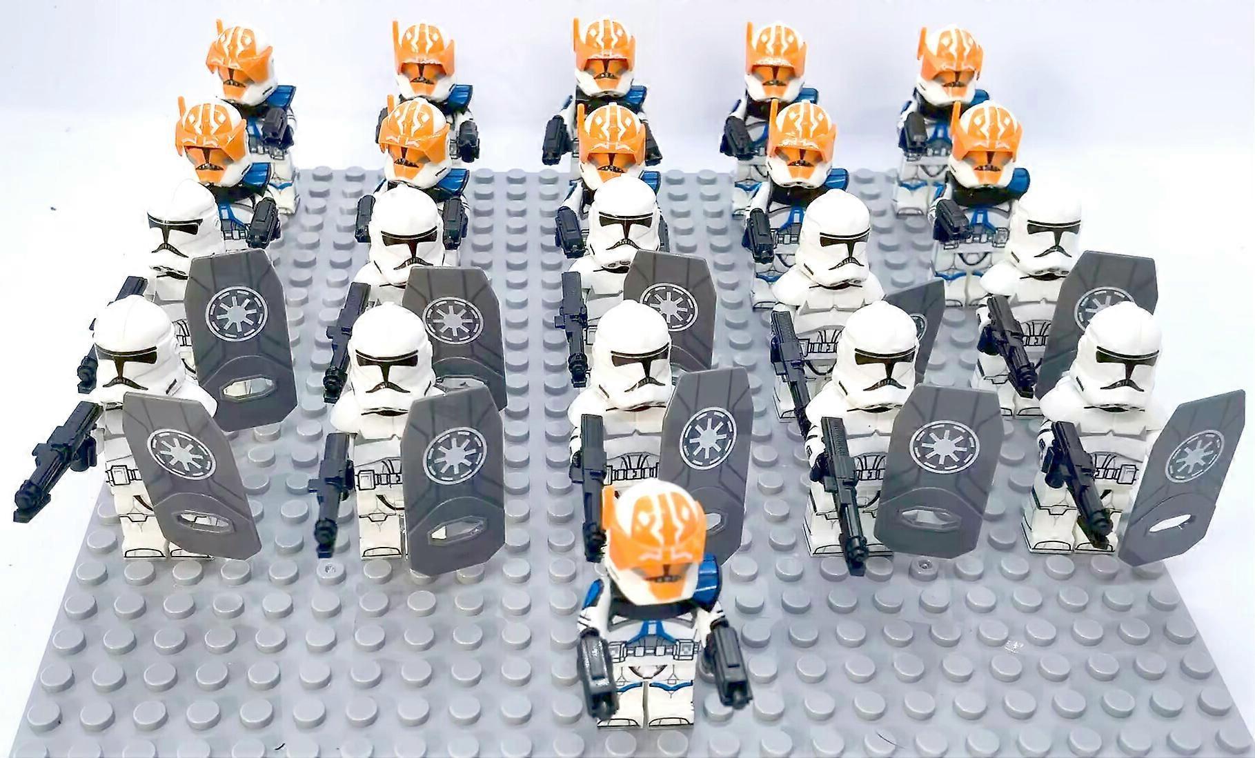 Sunvivid 21Pcs Star-Wars Clone Trooper Minifigures Anime Mini-Figures Collection Wearing Weapon Building Block Set,Best Gift for Kids Star wars clo...