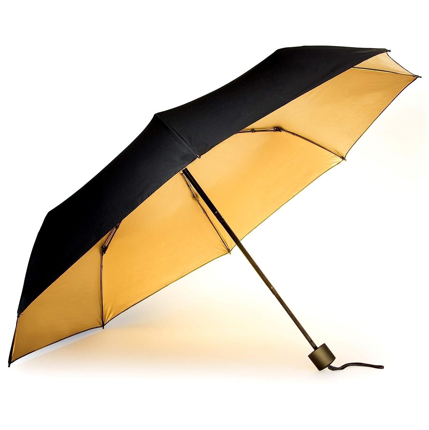 Ajhxian Black And Gold Compact Umbrella Your Personal Golden Sunshine Sunshine On A Rainy Day | Metal Umbrella | Lightweight Windproof Umbrella1pcs