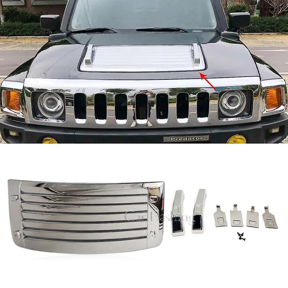 Scitoo Chrome Hood Vent For Hummer H3 H3t 2006 2007 2008 2009 2010 Chrome Hood Deck Vent Panel Handle Covers Trim